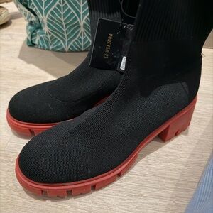 Forever 21 Black and Red Heeled Boots